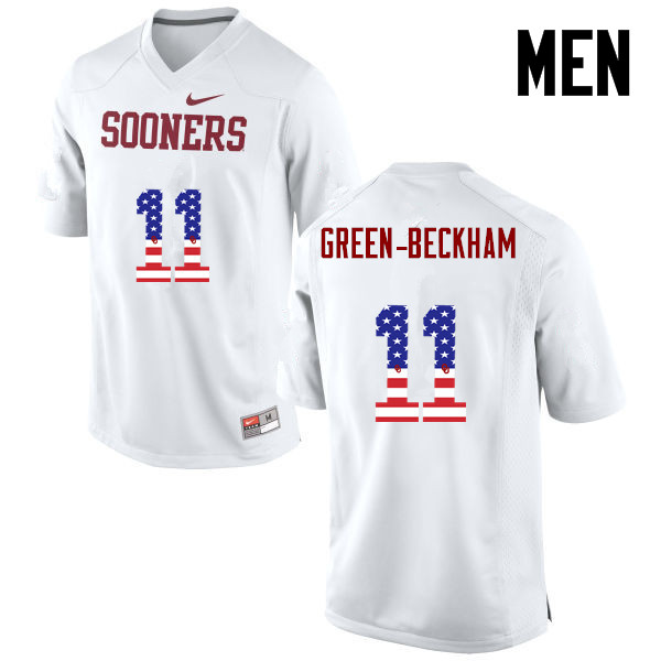 Oklahoma Sooners #11 Dorial Green-Beckham College Football USA Flag Fashion Jerseys-White